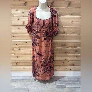 Anthropologie Pink and Purple Floral Dress